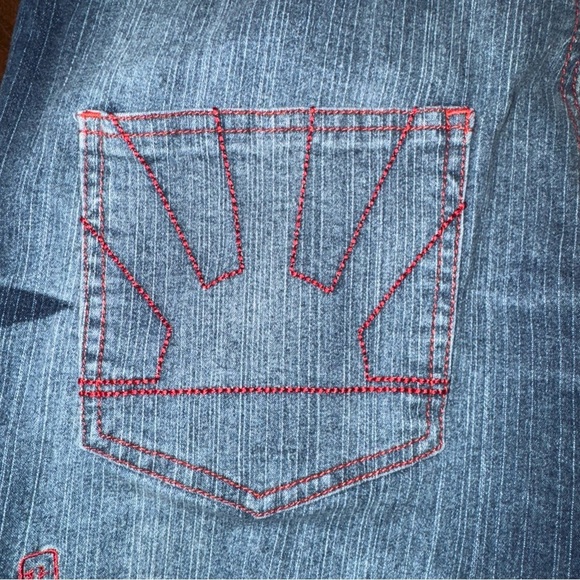 Raw Blue Lady Womens Juniors Red Embroidered Geisha Blue Denim Jeans 13 14 - Picture 11 of 15